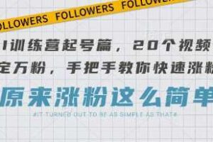 AI训练营起号篇，20个视频搞定万粉，手把手教你快速涨粉-麦资源网