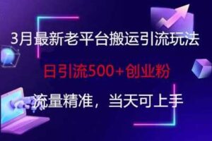 3月最新老平台搬运引流玩法，日引流500+创业粉，流量精准，当天可上手-麦资源网