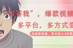 回答我爆款视频，自带流量，AI拉新分成计划等多方式多平台变现，单日收入4位数-麦资源网