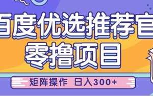 零撸小项目，百度优选推荐官，简单好操作，小白也可轻松上手，矩阵操作，日入3张-麦资源网