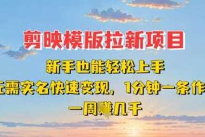 剪映模板拉新项目:新手也能轻松上手,无需实名,快速变现,一分钟一条作品,一周挣几k-麦资源网