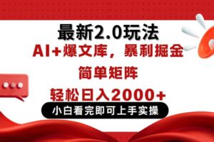 （14376期）今日头条最新2.0玩法，思路简单，复制粘贴，轻松实现矩阵日入2000+-麦资源网