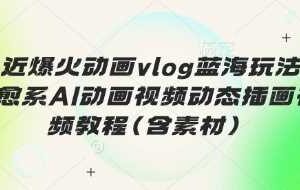 最近爆火动画vlog蓝海玩法，治愈系AI动画视频动态插画视频教程(含素材)-麦资源网