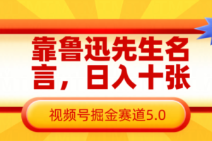 靠鲁迅先生名言,日入十张长期简单高效,视频号掘金赛道5.0-麦资源网
