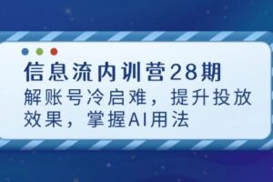 （14535期）信息流内训营28期，解账号冷启难，提升投放效果，掌握AI用法-麦资源网