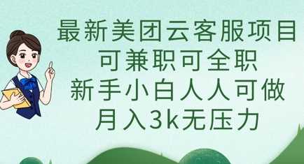 *美团云客服项目，可*可全职，新手小白人人可做，月入3k无压力