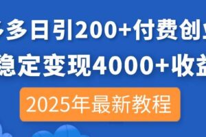 （14217期）拼多多日引200+付费创业粉，日稳定变现4000+收益，2025年最新教程-麦资源网
