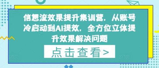 信息流效果提升集训营，从账号冷启动到AI提效，*立体提升效果解决问题