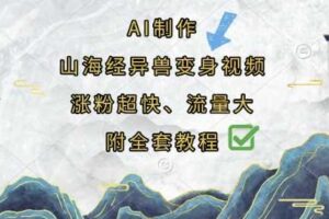 AI制作山海经异兽变身视频，涨粉超快，流量大，附全套教程-麦资源网