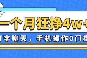 （14340期）一个月狂挣4w+，打字聊天，手机操作0门槛，新手小白都能做！-麦资源网