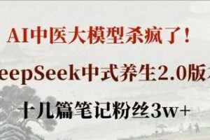 AI中医大模型杀疯了！DeepSeek中式养生2.0版本，十几篇笔记粉丝3w+-麦资源网