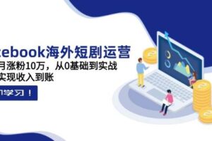 Facebook海外短剧运营：一个月涨粉10万，从0基础到实战，快速实现收入到账-麦资源网