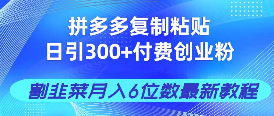 图片[1]-（14232期）拼多多复制粘贴日引300+付费创业粉，割韭菜月入6位数最新教程！