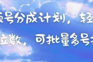 视频号分成计划，轻松日入三位数，可批量多号操作-麦资源网