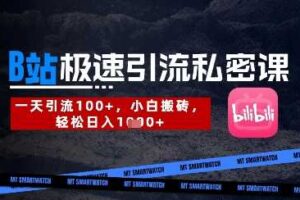 B站创业粉极速引流私密课，一天引流300+，小白搬砖，轻松日入数张-麦资源网