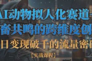 单日变现破千的流量密码，AI动物拟人化赛道+社畜共鸣的跨维度创作-麦资源网