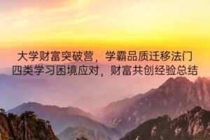(14484期)大学财富突破营,学霸品质迁移法门,四类学习困境应对,财富共创经验总结-麦资源网