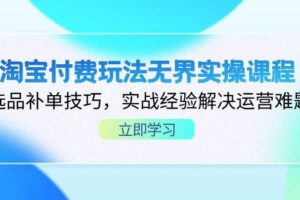 （14344期）淘宝付费玩法无界实操课程，选品补单技巧，实战经验解决运营难题-麦资源网