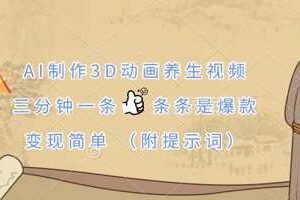 AI制作3D动画养生视频，三分钟一条，条条是爆款，变现简单(附提示词)-麦资源网