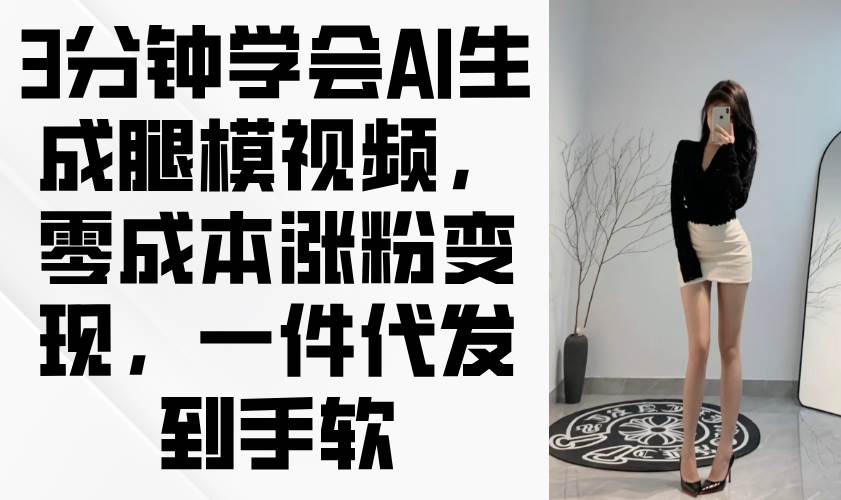 图片[1]-（14537期）3分钟学会AI生成腿模视频，零成本涨粉变现，一件代发到手软