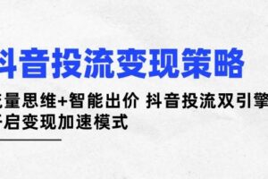 抖音投流变现策略：流量思维+智能出价 抖音投流双引擎 开启变现加速模式-麦资源网