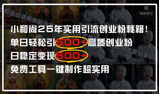 图片[1]-（14436期）小和尚2025年实用引流秘籍！单日轻松引500+高质量创业粉，日变现800+，…