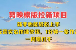 剪映模板拉新项目：新手也能快速变现！一分钟一条作品，一周赚几千-麦资源网