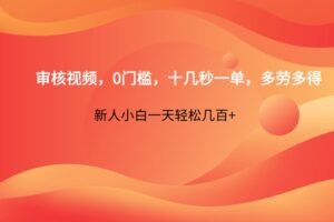 审核视频，0门槛，十几秒一单，多劳多得，新人小白一天轻松几百+-麦资源网