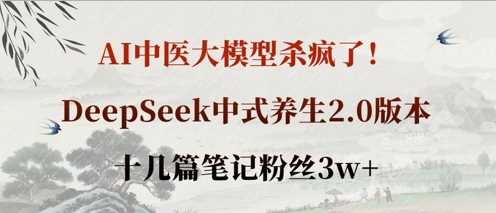 AI中医大模型杀疯了！DeepSeek中式*2.0版本，十几篇笔记粉丝3w+