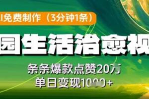 利用AI免费制作田园生活治愈视频，条条爆款点赞20W，单日变现几张-麦资源网