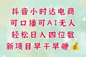 零售新电商，抖音小时达火热进行中，可做口播，可做AI无人，轻松日入四位数-麦资源网