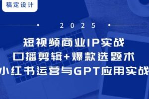 （14793期）短视频商业IP实战6期：口播剪辑+爆款选题术，小红书运营与GPT应用实战-麦资源网