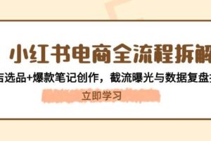 小红书电商全流程拆解：开店选品+爆款笔记创作，截流曝光与数据复盘指南-麦资源网