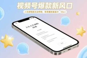 视频号爆款新风口，人生感悟图文这样做，条条播放量直冲 10w+-麦资源网