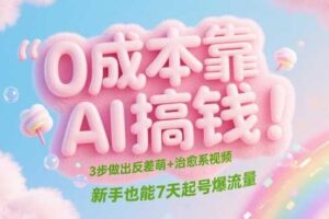 0成本靠AI搞钱!3步做出反差萌+治愈系视频,新手也能7天起号爆流量-麦资源网