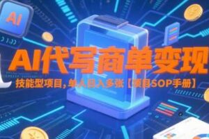AI代写商单变现，技能型项目，单人日入多张 【项目SOP手册】-麦资源网