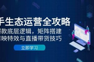 快手生态运营全攻略：爆款底层逻辑，矩阵搭建，剪映特效与直播带货技巧-麦资源网