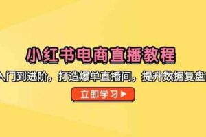 小红书电商直播教程，从入门到进阶，打造爆单直播间，提升数据复盘能力-麦资源网