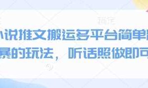 小说推文搬运多平台简单粗暴的玩法，听话照做即可-麦资源网