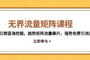 （14763期）无界流量矩阵课程，3大红榜蓝海挖掘，趋势矩阵流量飙升，强势免费引流逻辑-麦资源网