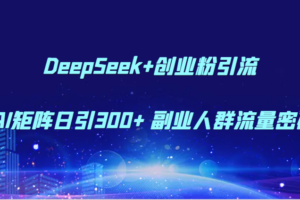 DeepSeek+创业粉引流 AI矩阵日引300+ 副业人群流量密码-麦资源网