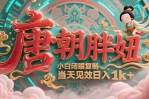用AI克隆“唐朝胖妞”日更3条，平台疯狂推流，小白闭眼复制，当天见效，日入1k+-麦资源网