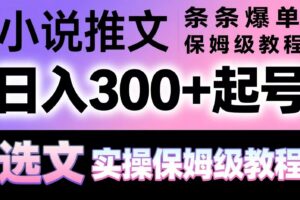 小说推文条条爆单，日入300+起号，选文，实操保姆级教程-麦资源网
