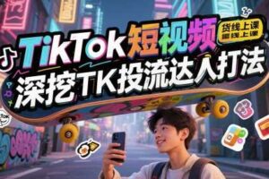 TikTok短视频带货线上课，深挖TK投流达人打法-麦资源网