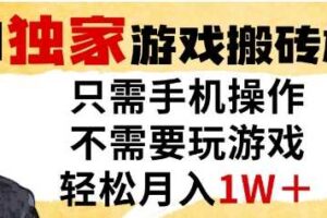 独家游戏搬砖模式，单手机即可操作，全自动挂G，无需玩游戏，月入1W+【揭秘】-麦资源网