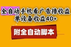 全自动看广告撸收益，单设备收益40+，可矩阵，附脚本，小白必选【揭秘】-麦资源网