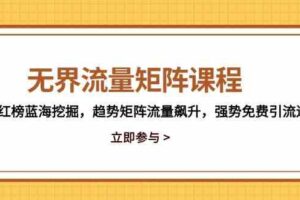 无界流量矩阵课程，3大红榜蓝海挖掘，趋势矩阵流量飙升，强势免费引流逻辑-麦资源网