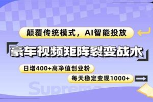 （14903期）豪车视频矩阵裂变战术，颠覆传统模式，AI智能投放，日增400+高净值创业…-麦资源网