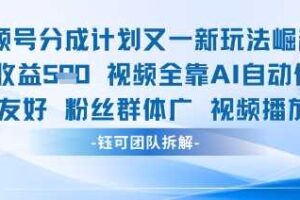 视频号分成计划又一新玩法火爆日均收益5张-麦资源网