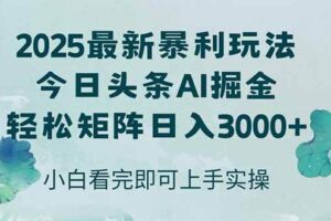 （14933期）今日头条2025年最新暴利玩法，思路简单，复制粘贴，轻松实现矩阵日入3000+-麦资源网